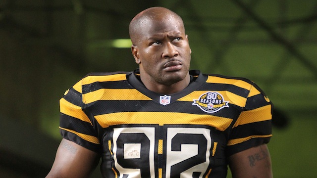 James Harrison wearing his yellow and black stripes