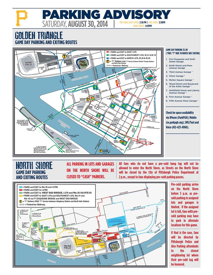 Pirates North Shore parking and traffic information for Saturday